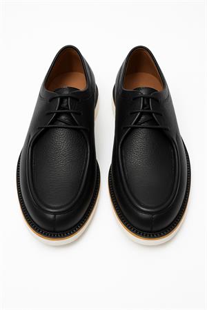 Morven Erkek Siyah Deri Smart Casual Ayakkabı