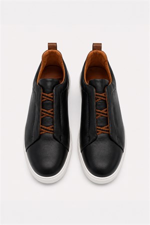 Morven Erkek Siyah Deri Sneaker Ayakkabı