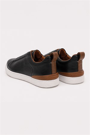 Morven Erkek Siyah Deri Sneaker Ayakkabı