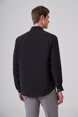 Morven Erkek Siyah Dynamic Fit Düğmeli Yaka Gömlek Modal