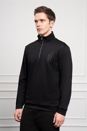 Morven Erkek Siyah Femuarlı Bato Yaka Dynamic Fit Rahat Kesim Sweatshirt