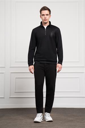 Morven Erkek Siyah Femuarlı Bato Yaka Dynamic Fit Rahat Kesim Sweatshirt