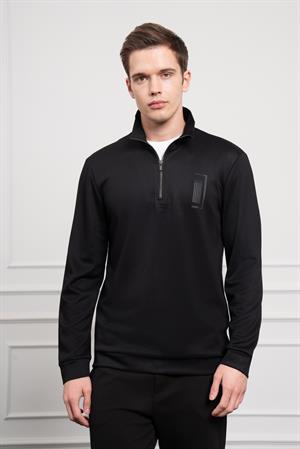 Morven Erkek Siyah Femuarlı Bato Yaka Dynamic Fit Rahat Kesim Sweatshirt