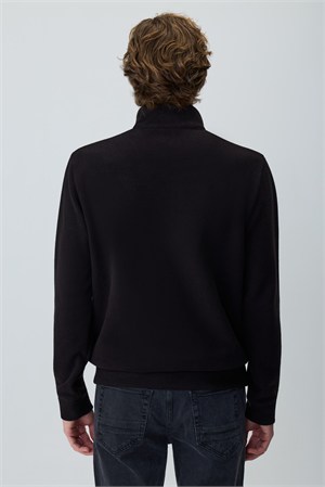 Morven Erkek Siyah Fermuarlı Bato Yaka Dynamic Fit Sweatshirt