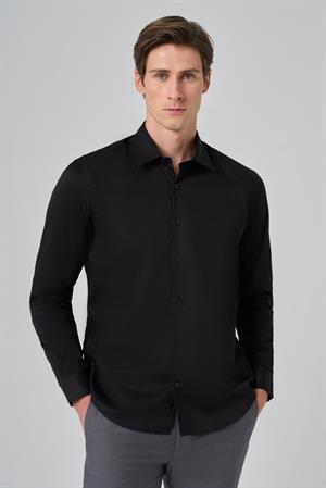 Morven Erkek Siyah Dynamic Fit Sert Yaka Gömlek