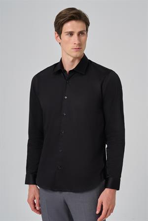 Morven Erkek Siyah Dynamic Fit Sert Yaka Gömlek