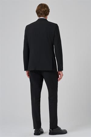 Morven Erkek Siyah Slim Fit Mono Yaka Yelekli Takım Elbise