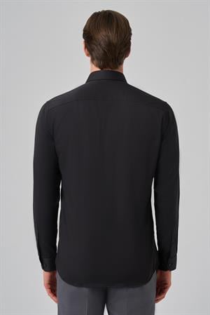 Morven Erkek Siyah Slim Fit Sert Yaka Gömlek