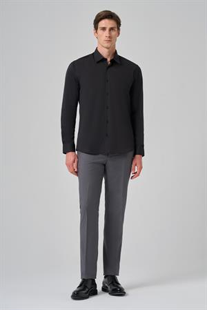 Morven Erkek Siyah Slim Fit Sert Yaka Gömlek