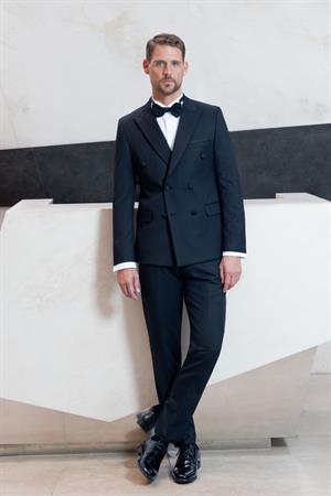 Morven Erkek Siyah Kruvaze Sivri Çıkma Yaka Slim Fit Damatlık