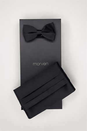 Morven Erkek Siyah Kutulu Papyon Kuşak Seti