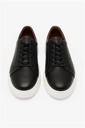 Morven Erkek Siyah Mevsimlik Casual Deri Spor Ayakkabı