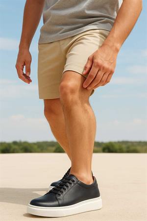 Morven Erkek Siyah Mevsimlik Casual Deri Spor Ayakkabı