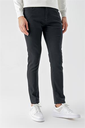 Morven Erkek Siyah Mevsimlik Pamuk 5 Cep Slim Fit Jean Pantolon