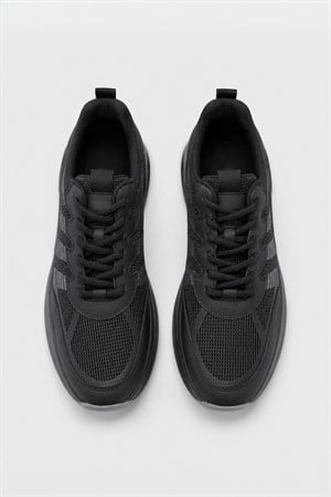Morven Erkek Siyah Mevsimlik Sneaker Deri Ayakkabı