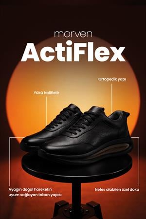Morven Erkek Siyah Mevsimlik Sneaker Deri Ayakkabı