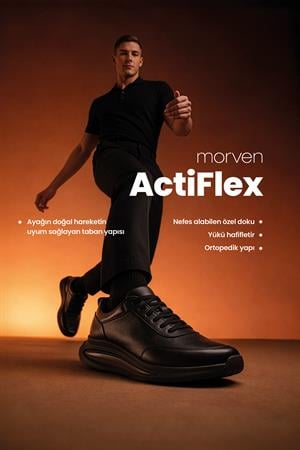 Morven Erkek Siyah Mevsimlik Sneaker Deri Ayakkabı