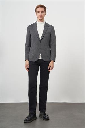 Morven Erkek Siyah Örme Slim Fit Torba Cep Mono Yaka Spor Ceket