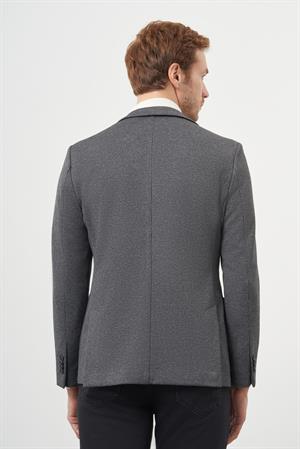 Morven Erkek Siyah Örme Slim Fit Torba Cep Mono Yaka Spor Ceket