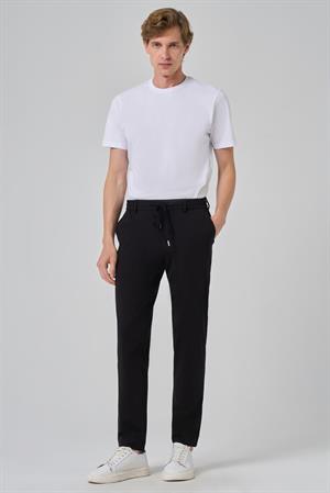 Morven Erkek Siyah Örme Trend İpli Slim Fit Jogger Pantolon