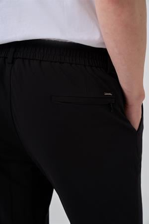 Morven Erkek Siyah Örme Trend İpli Slim Fit Jogger Pantolon