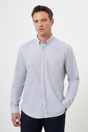 Morven Erkek Siyah Pamuk Baskılı Desenli Cepli Düğmeli Yaka Regular Fit Gömlek