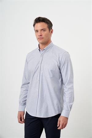 Morven Erkek Siyah Pamuk Baskılı Desenli Cepli Düğmeli Yaka Regular Fit Gömlek