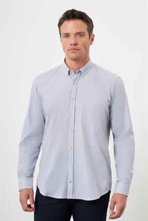 Morven Erkek Siyah Pamuk Baskılı Desenli Cepli Düğmeli Yaka Regular Fit Gömlek