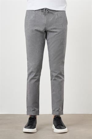 Morven Erkek Siyah Pamuk Keten Trend İpli Jogger Slim Fit Spor Pantolon