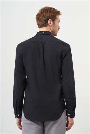 Morven Erkek Siyah Pamuk Trend Düğmeli Yaka Dynamic Fit Gömlek