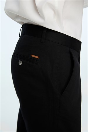Morven Erkek Siyah Pamuk Trend Düz Dynamic Fit Chino Pantolon