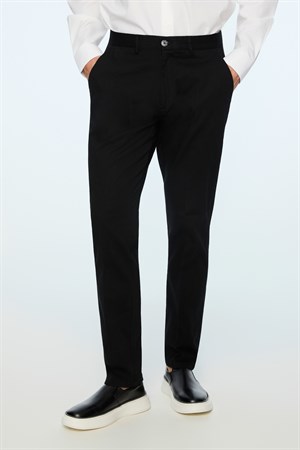 Morven Erkek Siyah Pamuk Trend Düz Dynamic Fit Chino Pantolon