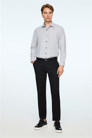 Morven Erkek Siyah Pamuk Trend Düz Slim Fit Chino Pantolon