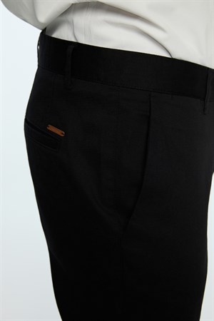 Morven Erkek Siyah Pamuk Trend Düz Slim Fit Chino Pantolon