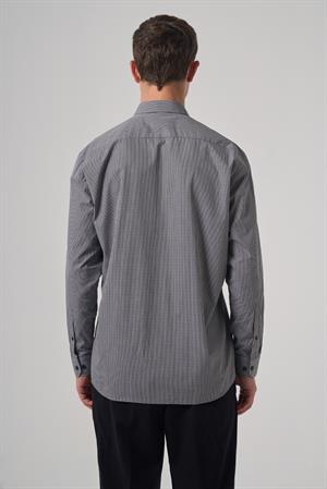 Morven Erkek Siyah Pamuk Trend Pitikareli Regular Fit Düğmeli Yaka Gömlek