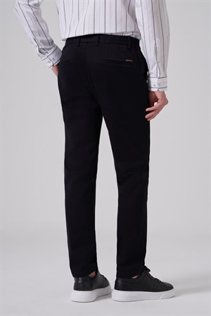 Morven Erkek Siyah Pamuk Trend Slim Fit Chino Pantolon