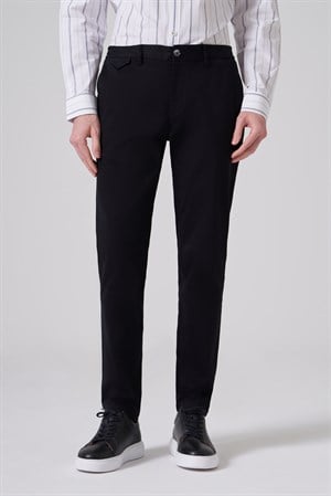 Morven Erkek Siyah Pamuk Trend Slim Fit Chino Pantolon
