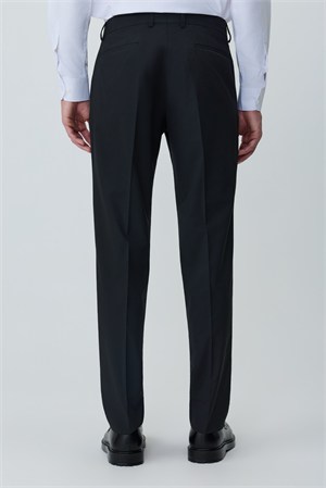 Morven Erkek Siyah Poliviskon Basic Düz Slim Fit Pantolon