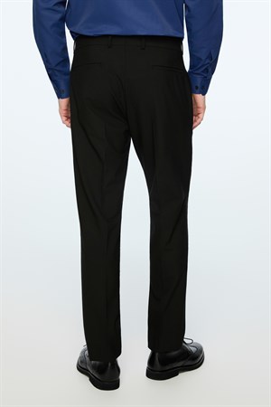 Morven Erkek Siyah Poliviskon Basic Düz Slim Fit Pantolon