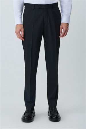 Morven Erkek Siyah Poliviskon Basic Düz Slim Fit Pantolon