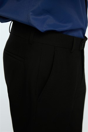Morven Erkek Siyah Poliviskon Basic Düz Slim Fit Pantolon