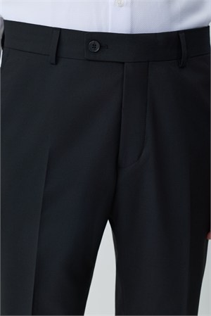Morven Erkek Siyah Poliviskon Basic Düz Slim Fit Pantolon