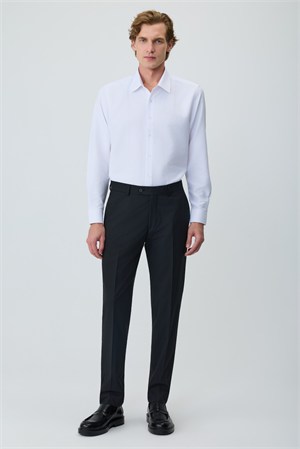 Morven Erkek Siyah Poliviskon Basic Düz Slim Fit Pantolon