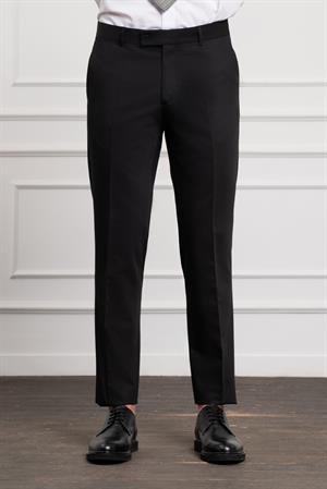 Morven Erkek Siyah Poliviskon Basic Slim Fit Dar Kesim Pantolon