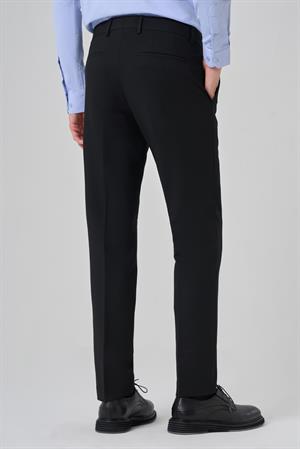Morven Erkek Siyah Poliviskon Basic Slim Fit Pantolon