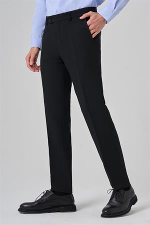 Morven Erkek Siyah Poliviskon Basic Slim Fit Pantolon
