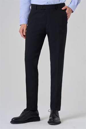 Morven Erkek Siyah Poliviskon Basic Slim Fit Pantolon