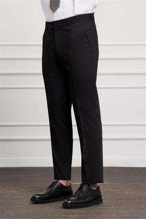 Morven Erkek Siyah Poliviskon Basic Slim Fit Dar Kesim Pantolon