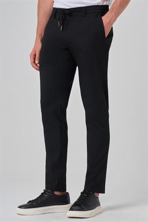 Morven Erkek Siyah Poliviskon Jogger Slim Fit Pantolon