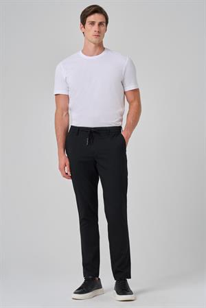 Morven Erkek Siyah Poliviskon Jogger Slim Fit Pantolon